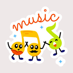Check out flat sticker of cute music notes 