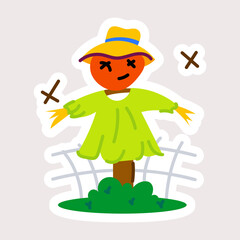 Customizable flat sticker of a scarecrow 