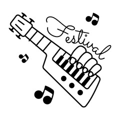 Premium glyph sticker of a festival keytar 