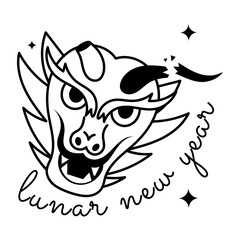 Easy to edit glyph sticker of lunar new year dragon 