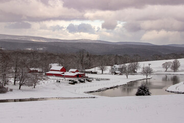 Farm in Northwest New Jersey on a snowy winter morning
