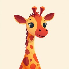 A cheerful giraffe portrait, presenting a minimalist yet expressive approach with soft tones