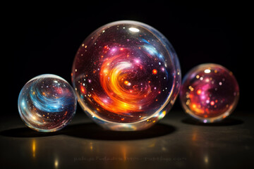 Magic spheres of fortune teller with galaxy inside, mind power concept