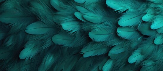 Soft luxurious feather texture in turquoise and emerald green color - obrazy, fototapety, plakaty