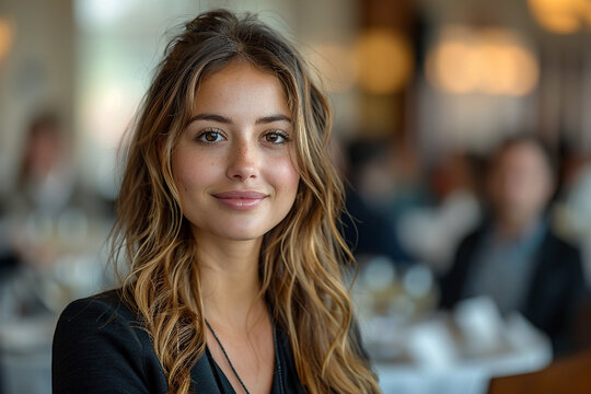 A conventionally attractive businesswoman leads a workshop on negotiation and conflict resolution, equipping her audience with practical tools and techniques for resolving disputes