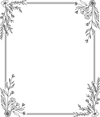 Vintage Frame  border card invitation with decorative flowers and leaves 