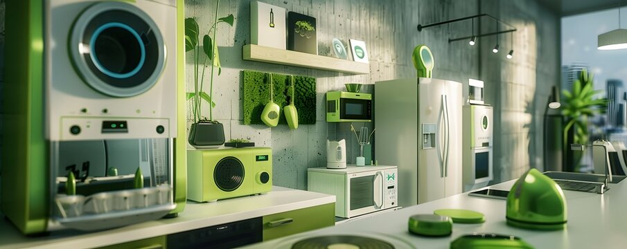 Stylish Afrofuturistic Kitchen With Green Appliances