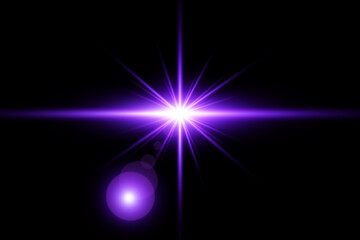 Purple lens flare light on black background