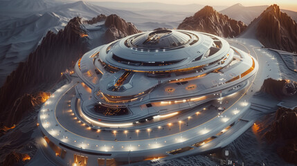 Aerial Shot of Commercial Spacecraft Ready for Launch at Spaceport