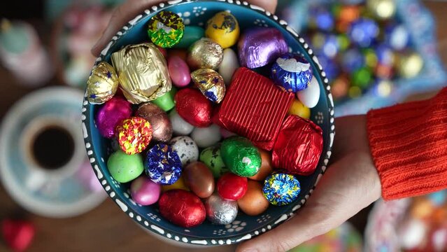 Colorful Candy and Chocolate in the Turkish Desserts, Special Concept Video for Ramadan, &Uuml;sk&uuml;dar Istanbul, Turkiye (Turkey)