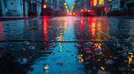 Wet Urban Beauty: Cityscapes Gleaming in Rainwater Reflections
