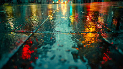 Urban Mirage: Capturing City Lights in Rain Reflections

