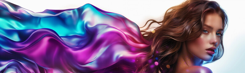 Obraz premium Fantasy art - beautiful woman with beuty make-up stars on eyelashes