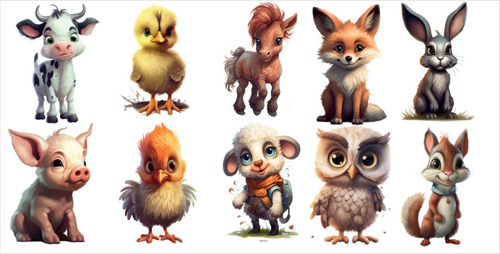 Adorable Collection of Illustrated Baby Animals for Children’s Books and Educational Content