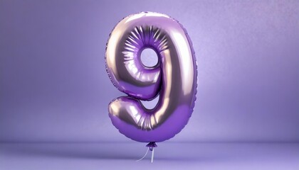 brilliant balloon number 9 0 with pastel purple color or violet color realistic metallicr balloon number 3d rendering for your trendy and stylish font set in several occasion