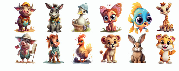 Adorable Cartoon Animals: A Colorful Collection of Characters for Children’s Illustrations and More