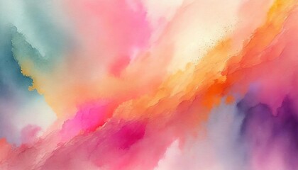 abstract watercolor background splash of colors in pink and peach fuzz tones a colorful illustration backdrop texture the color of 2024 - obrazy, fototapety, plakaty