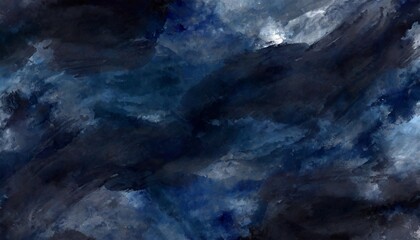 black dark navy blue cobalt abstract watercolor art background for design chaotic rough brush strokes a dramatic sky with clouds storm