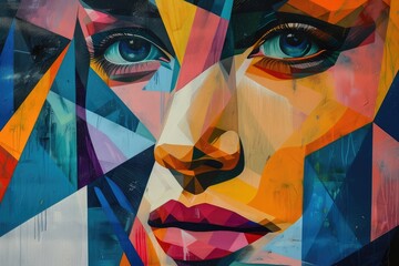 An abstract portrait created with vibrant colors and geometric shapes