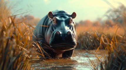a cinematic and Dramatic portrait image for hippo - obrazy, fototapety, plakaty