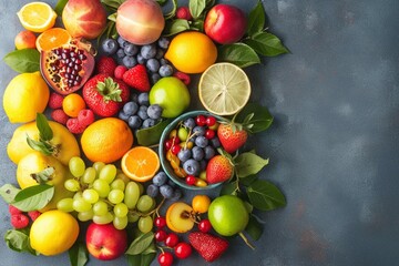 Fruitful abundance Assorted fresh fruits and berries in colorful harmony