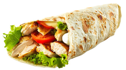 Chicken wrap isolated on white background