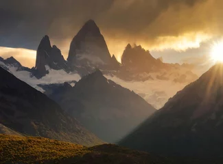 Wandaufkleber Fitz Roy View of the Fitz Roy mountain range (Cerro Chalten) in Patagonia region of Chile, Andes.