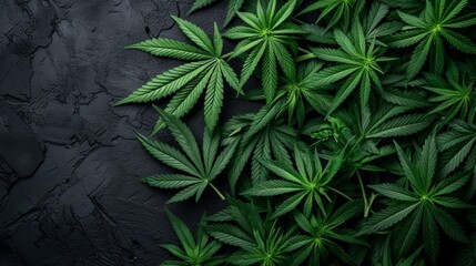 Cannabis leaf over dark background