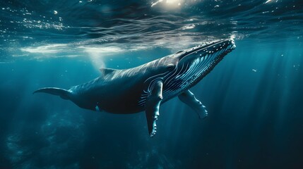 a cinematic and Dramatic portrait image for whale