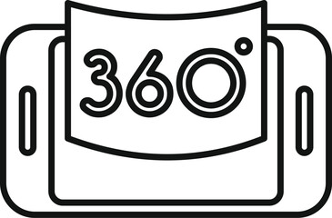 Degree art tour icon outline vector. Smartphone vr app. Estate house walk