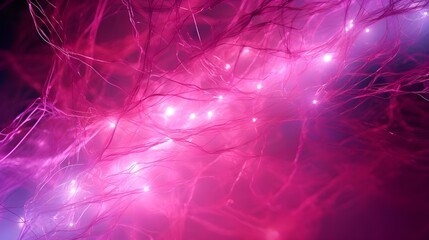 The image is a close-up of a pink and purple abstract art piece with a network of branches and glowing dots,abstract background with smoke