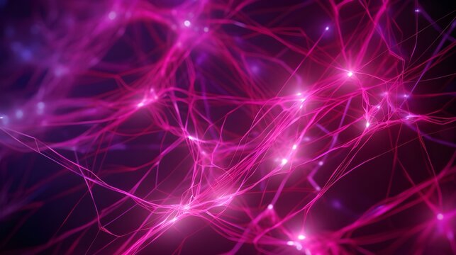 The image is a close-up of a pink and purple abstract art piece with a network of branches and glowing dots,abstract background with stars