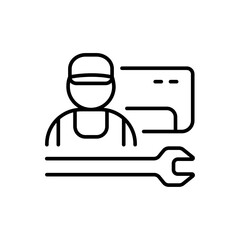 Air conditioner service outline icons, minimalist vector illustration ,simple transparent graphic element .Isolated on white background