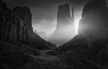 Foto op Canvas Panorama of canyon desert. Rock landscape.3D illustration © Mikael Damkier