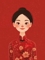 Bright Future: Hand-Painted Chinese Girl with a Modern Touch