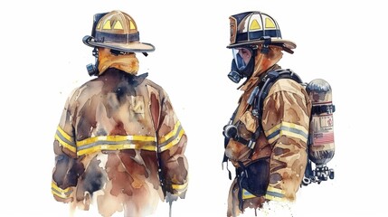 Fototapeta premium Vector illustration of firefighters