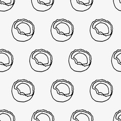 Obraz premium Seamless pattern with coconuts. Contour drawing vector illustration. Perfect for wallpapers, wrapping papers, restaurant menu, web page background, textile 