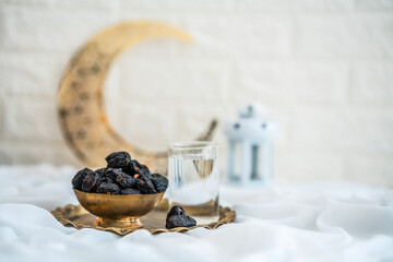 Closeup image of Iftar food, Ramadan Kareem fasting background