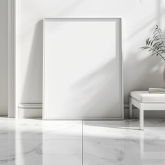 Fototapeta na wymiar Minimalistic White Frame Floor Decor Concept