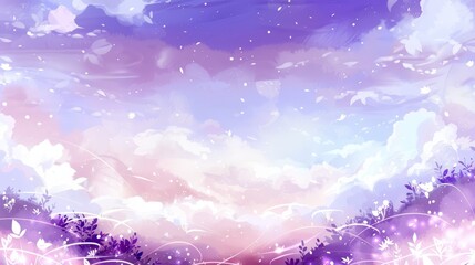 Dreamy abstract spring landscape  lavender and cream gradients with wispy clouds