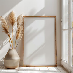 Wood Framed White Canvas A3 Ratio Floor Leaning