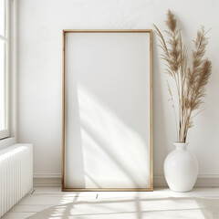 Scandinavian White Canvas Wood Frame Floor Styling