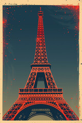 Modern Eiffel Tower Art Deco Vector Poster