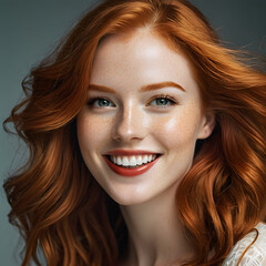 smiling redhead girl with red hair