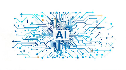 the ai logo is shown with circuit lines in front of it