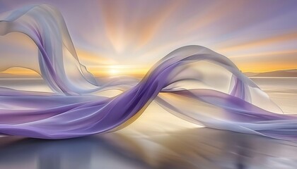 Naklejka premium Ethereal mist swirling over tranquil pond, reflecting lilac and pale green shades of spring sky