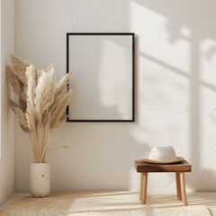 Elegant and Stylish Thin Light Wood Portrait Black Frame