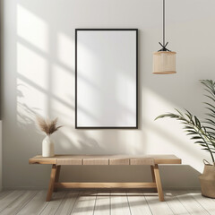 Modern Tan Minimal Thin Light Wood Portrait Black Frame