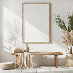 Clean Mockup of Thin Photo Frame on White Background