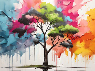 abstrack tree background in painting style